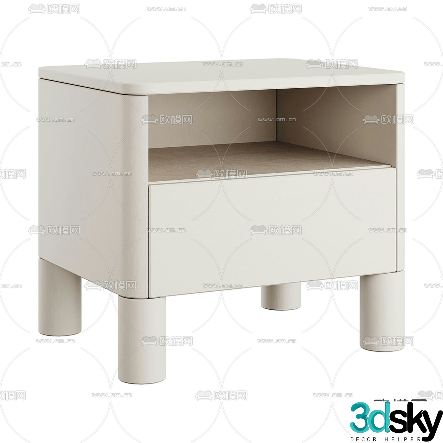 cornerdesign solid wood bedside table 3d model