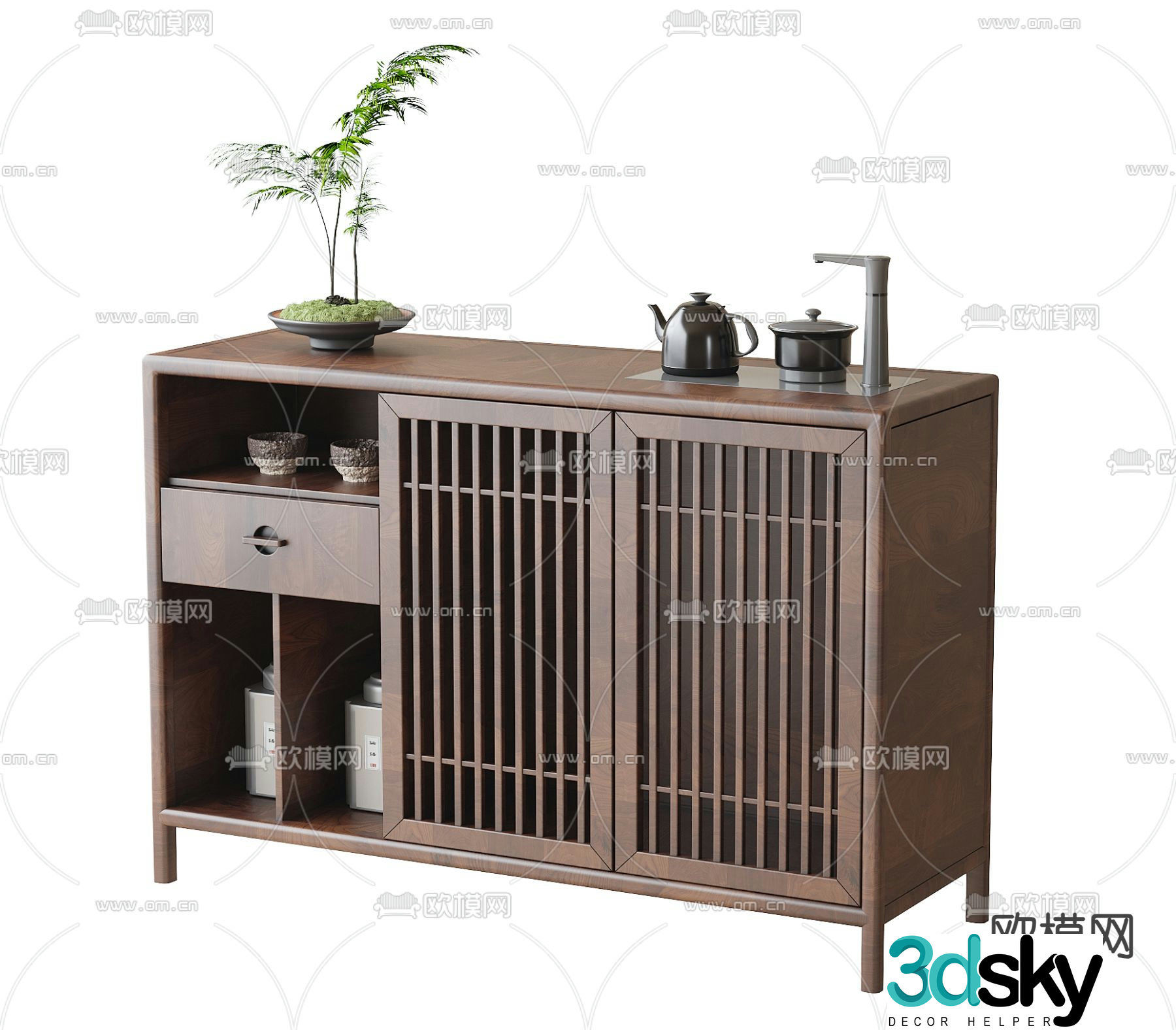 New Chinese style sideboard tea bar machine sideboard 3d model