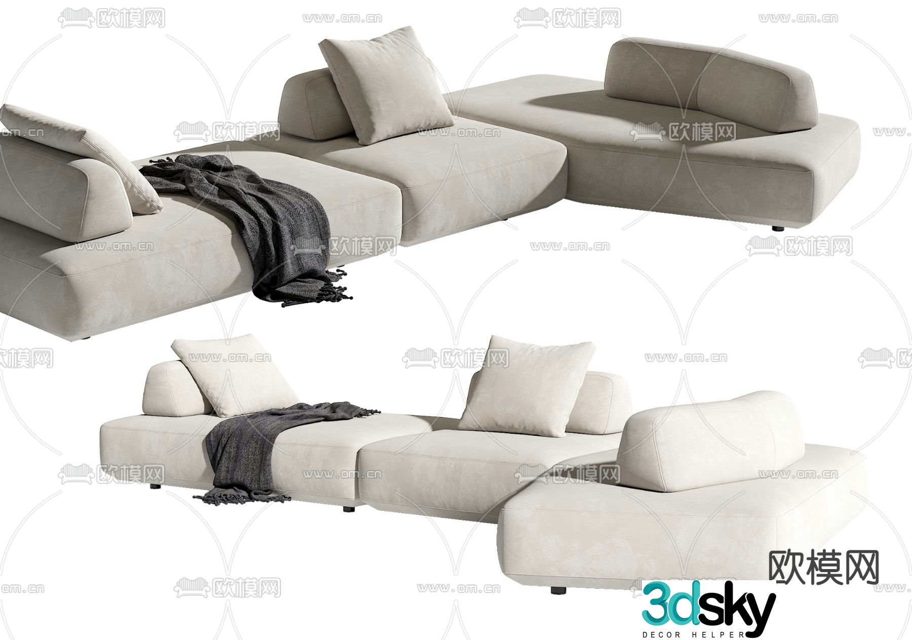 Corner sofa multi-person sofa 3d model