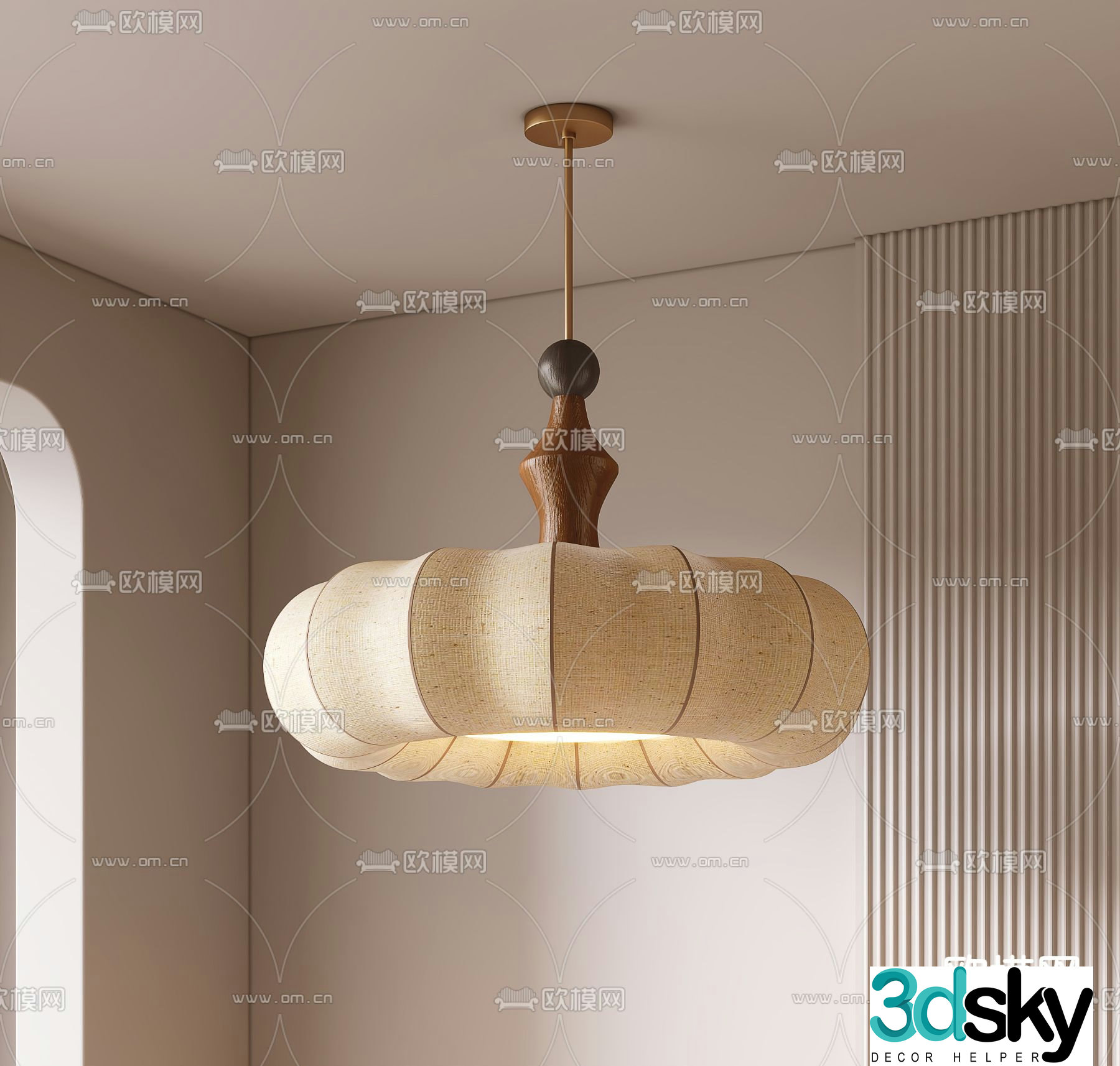 Medieval style chandelier log chandelier 3d model