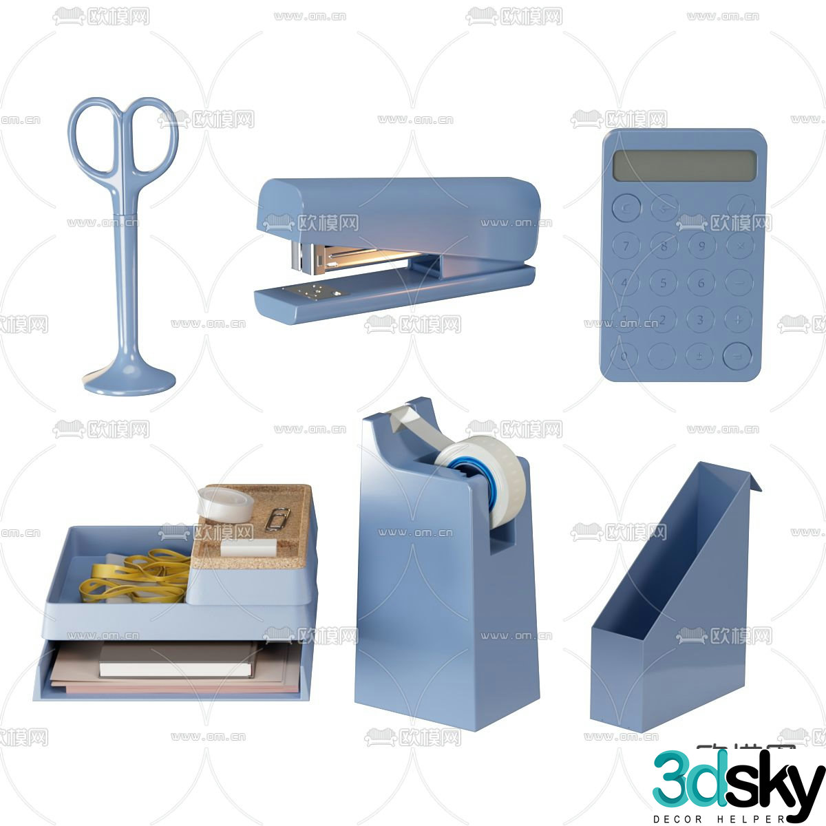 Office supplies desktop accessories scissors stapler 3d model