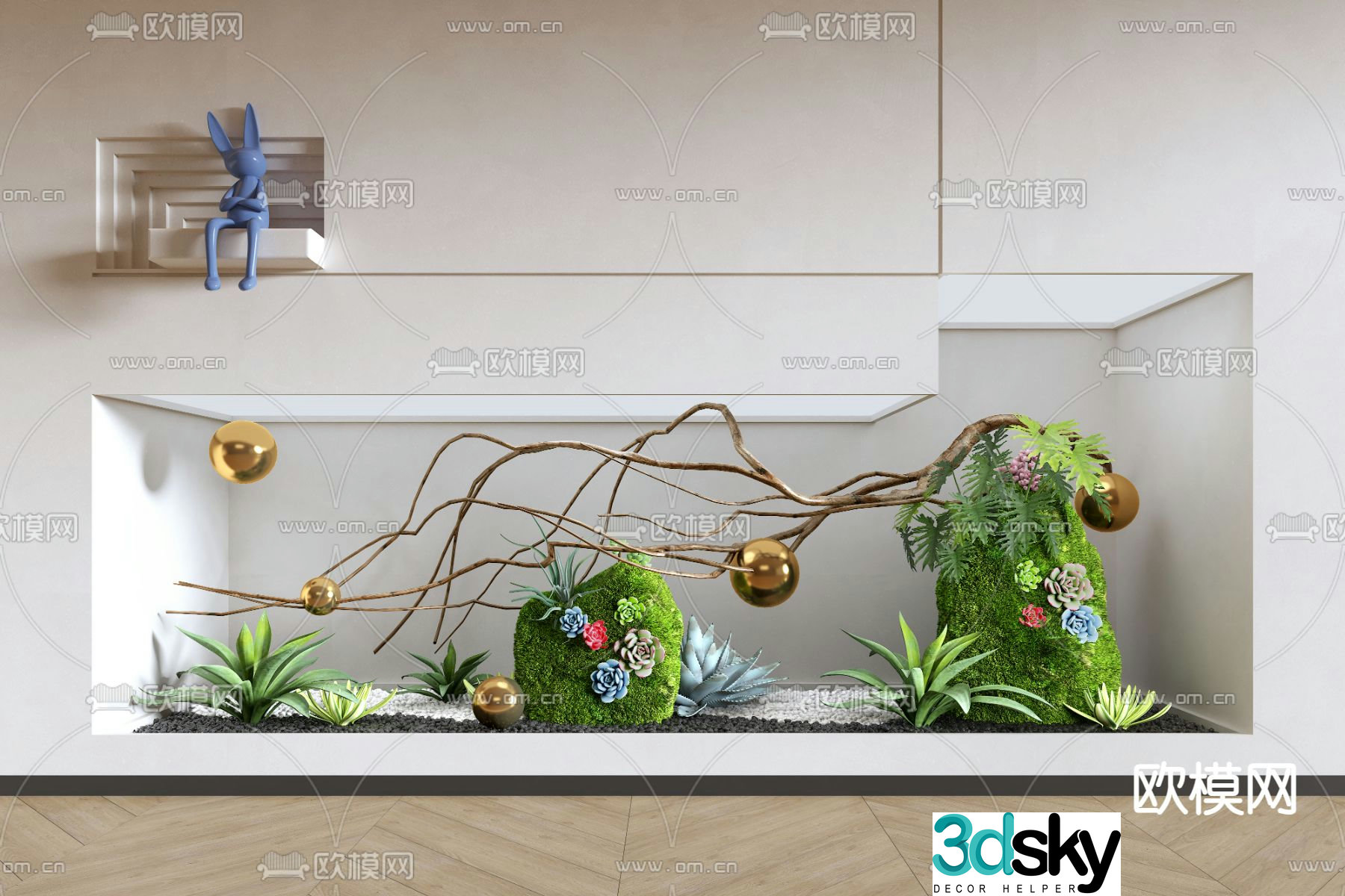 Landscape sketches moss landscaping art installation 3D model