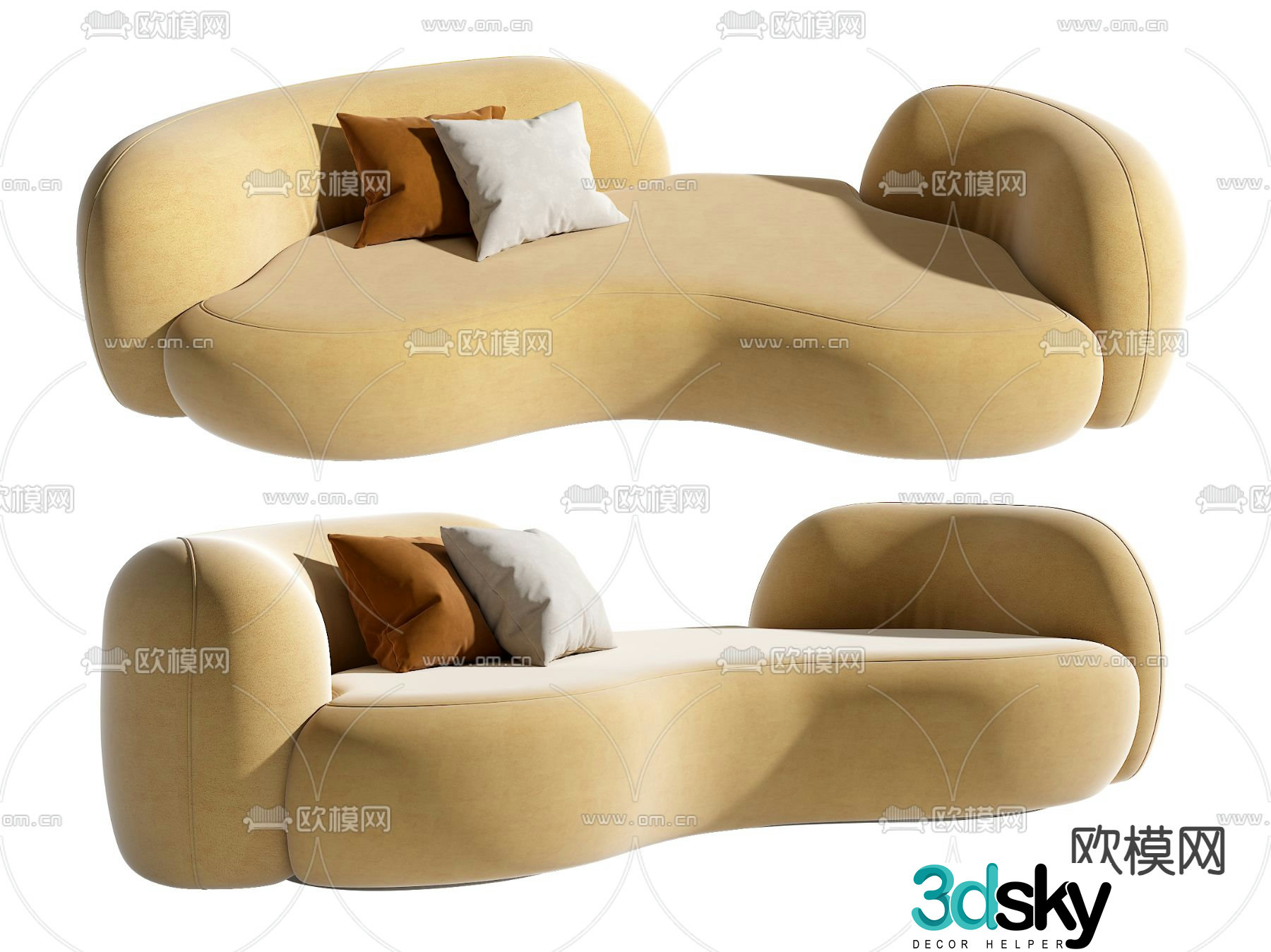 Special shaped sofa curved sofa 3d model