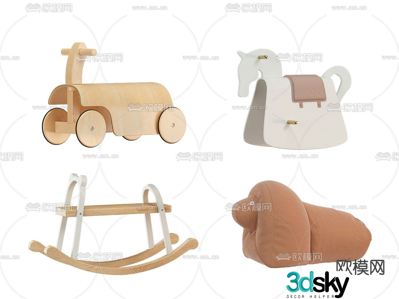 Trojan toy rocking chair stool 3d model