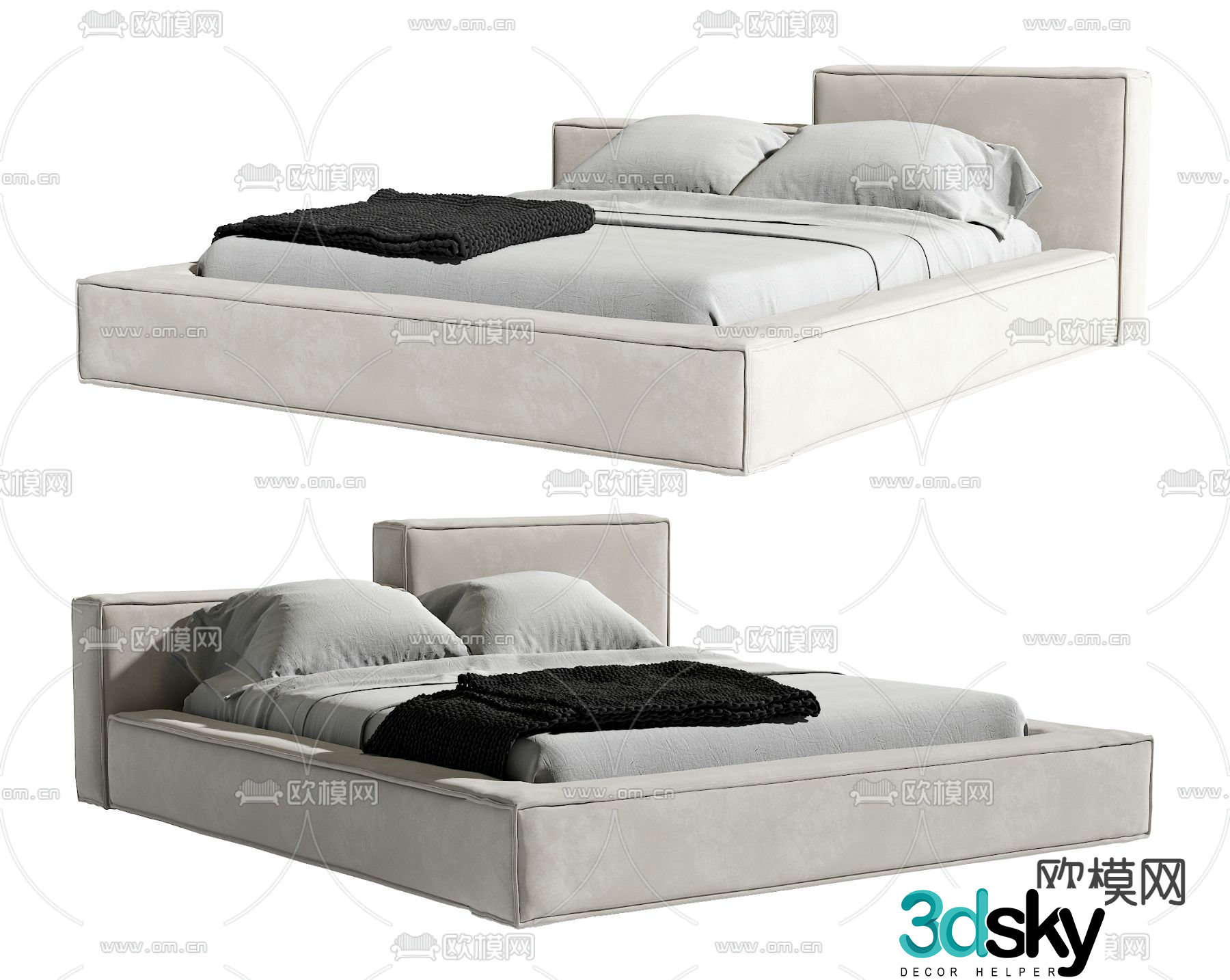 Modern double bed 3d model