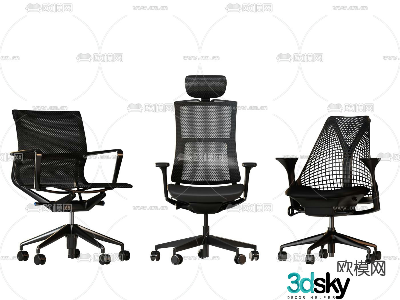 Mesh office chair shift chair staff chair boss chair 3D model