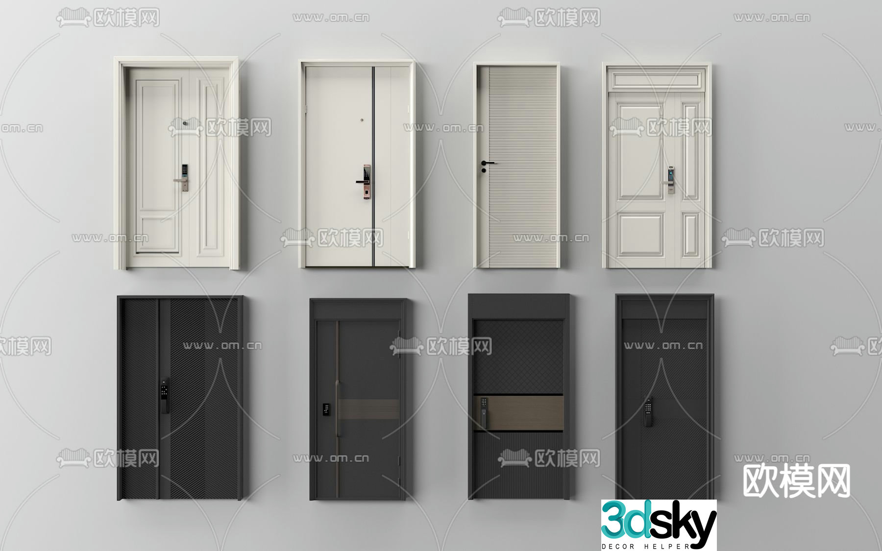 Modern security door entry door 3d model