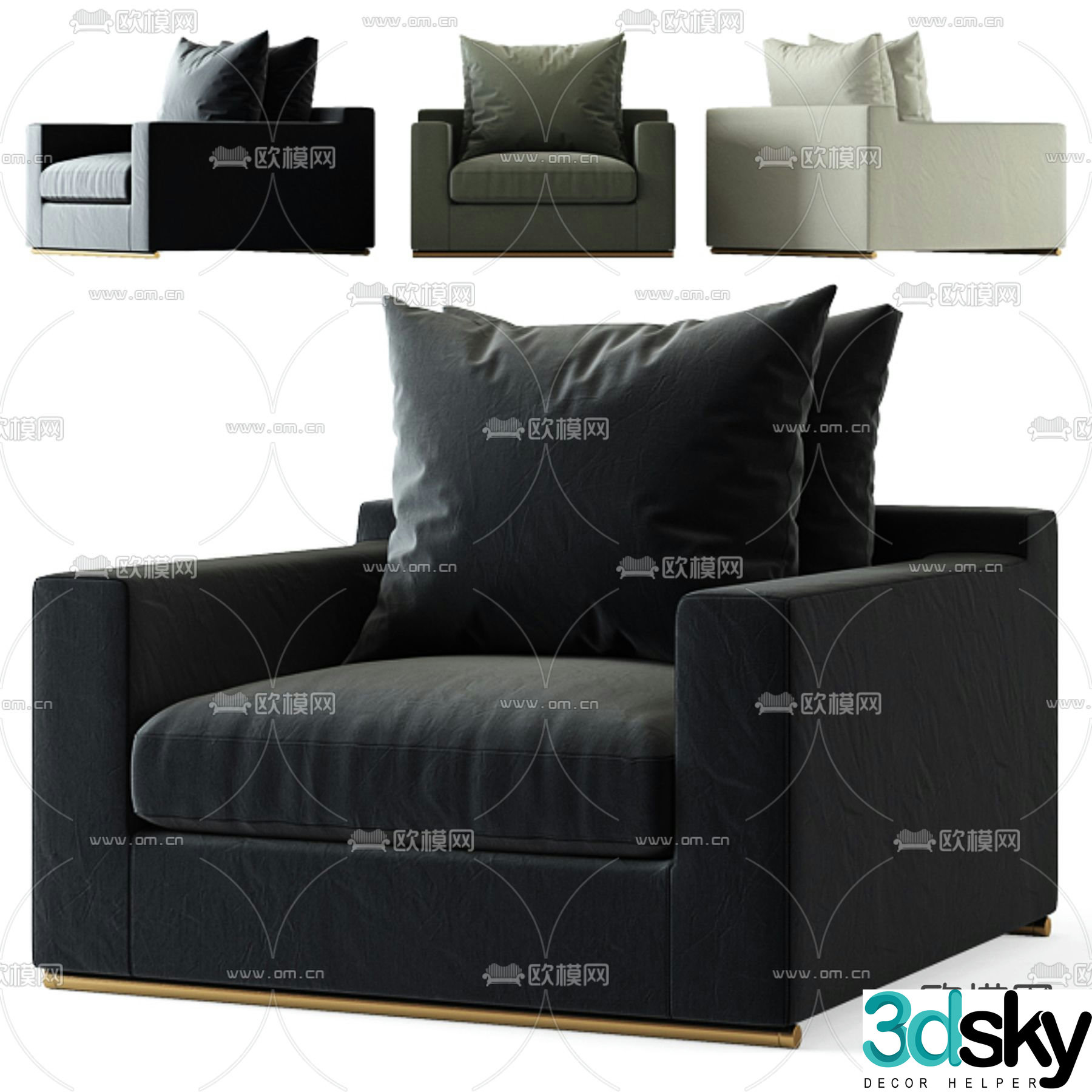Single sofa upholstered sofa 3d model