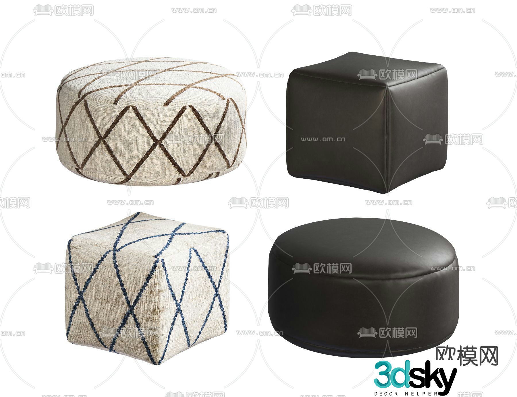 Modern low stool stool 3d model