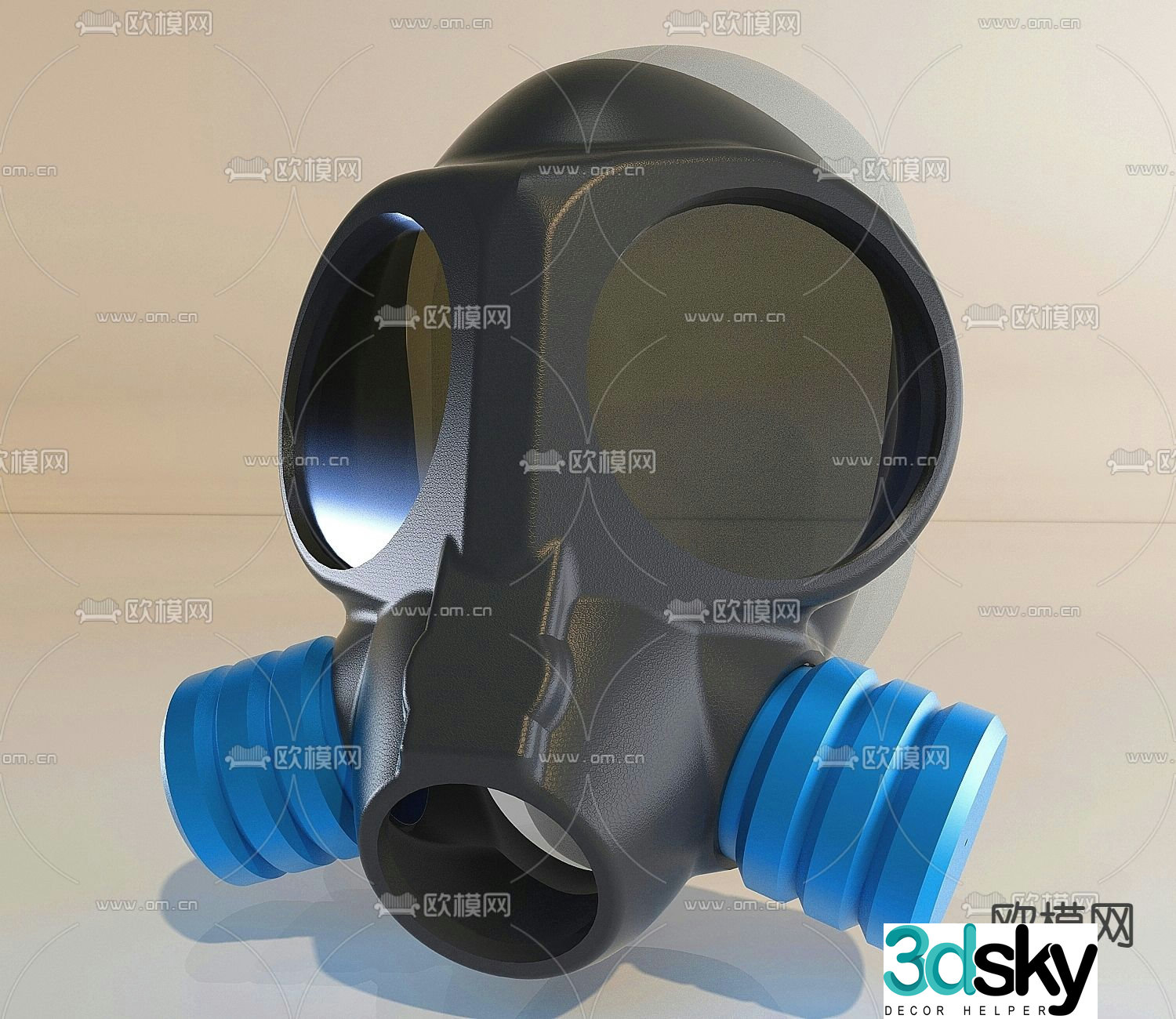 Modern gas mask goggles 3d model