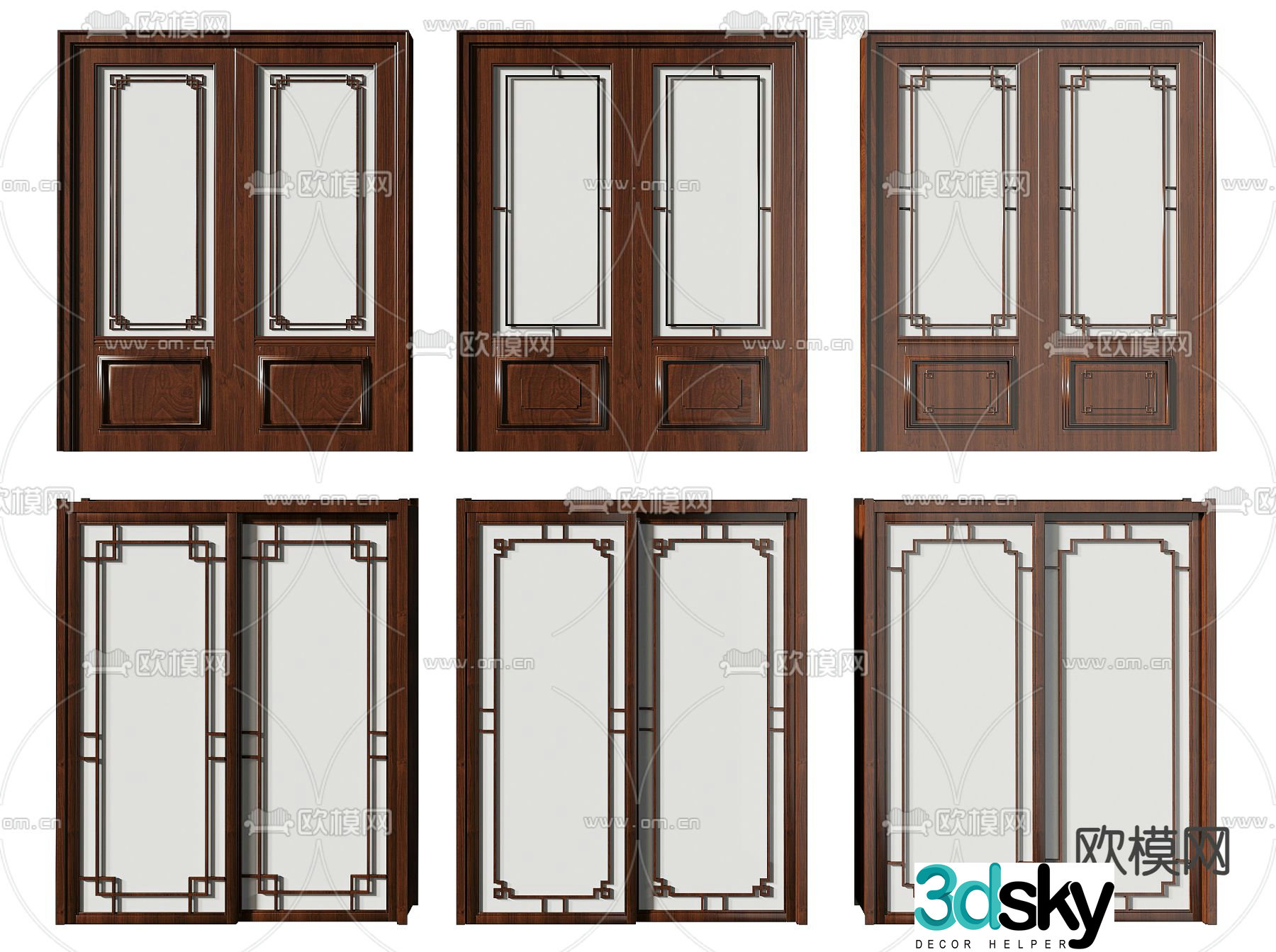New Chinese sliding door sliding door 3D model