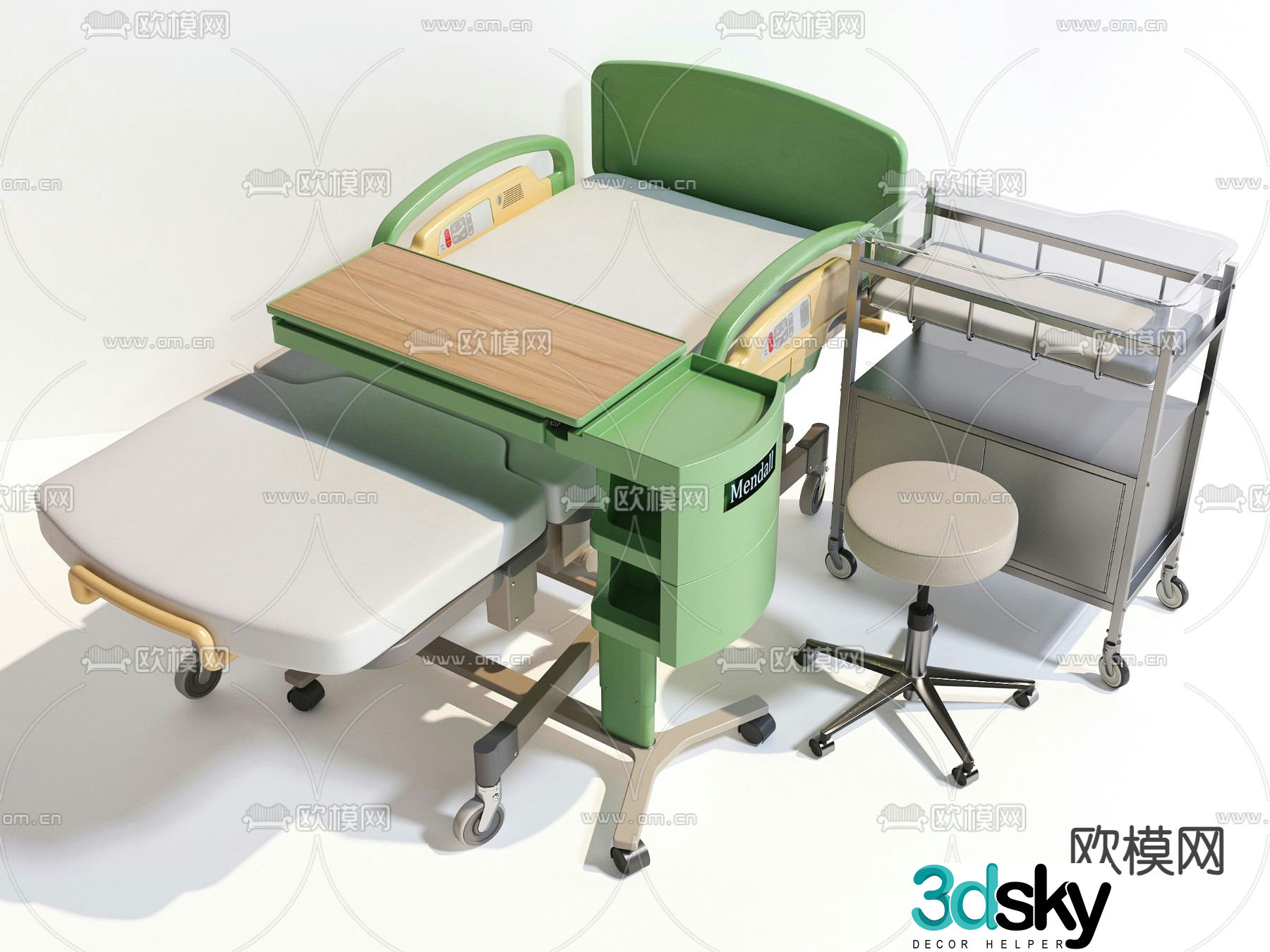 Modern hospital bed lift truck 3d model