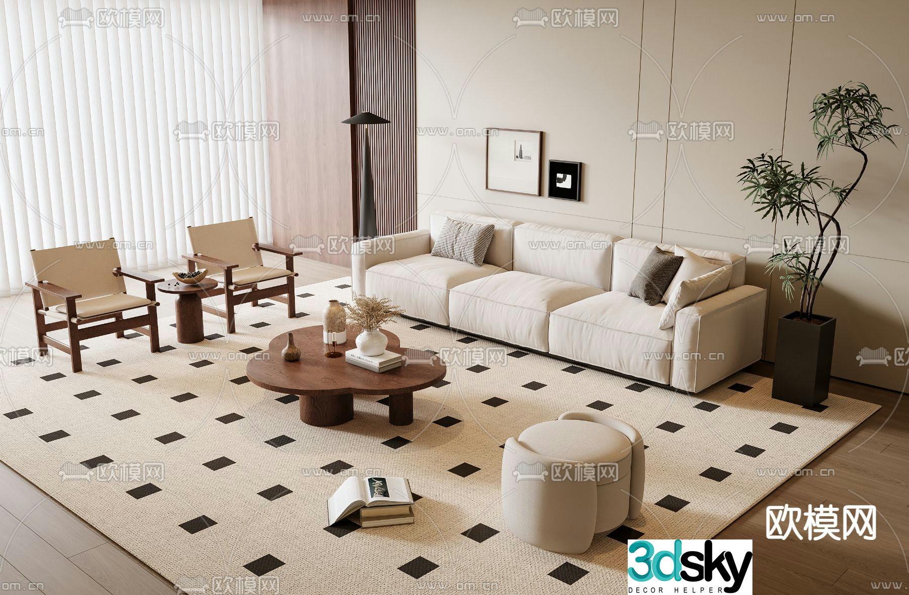 Medieval style sofa combination 3d model