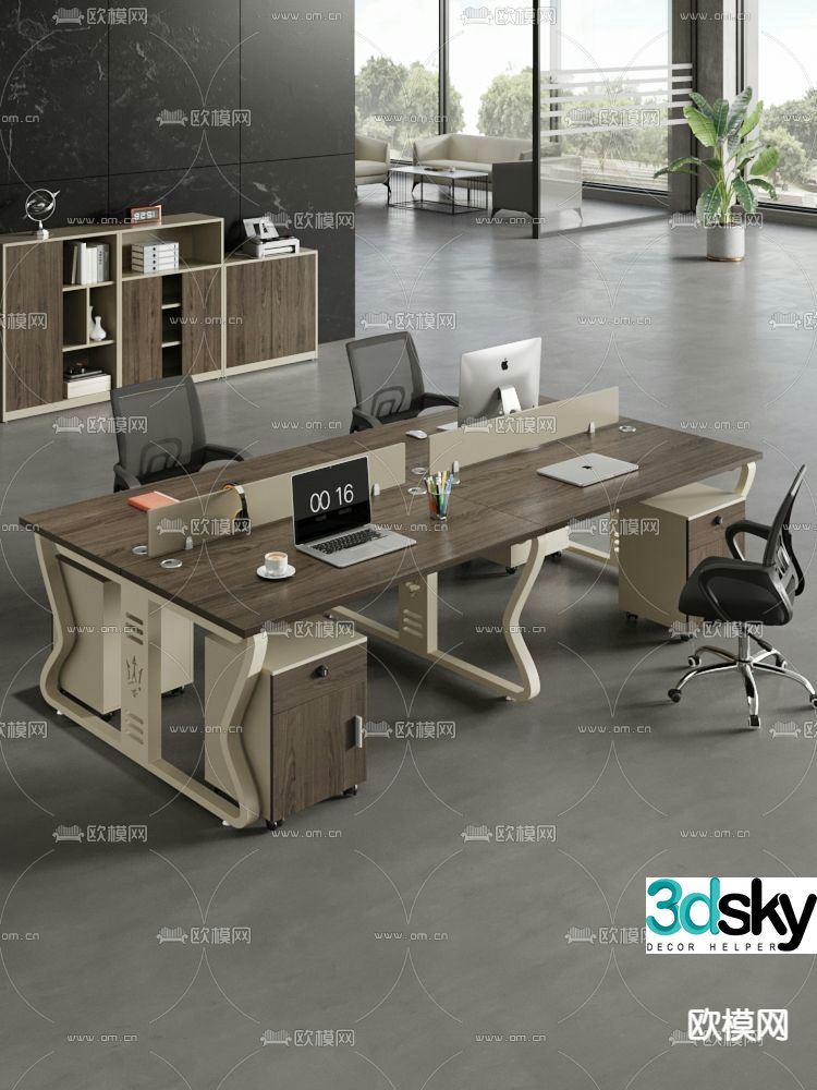 Card space desk work station post 3d model