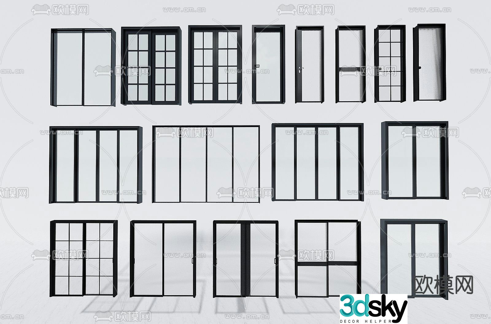 Kitchen sliding door Changhong glass door Balcony glass door 3D model
