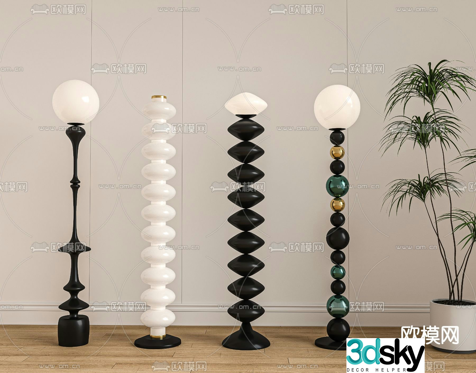 Medieval style floor lamp 3d model