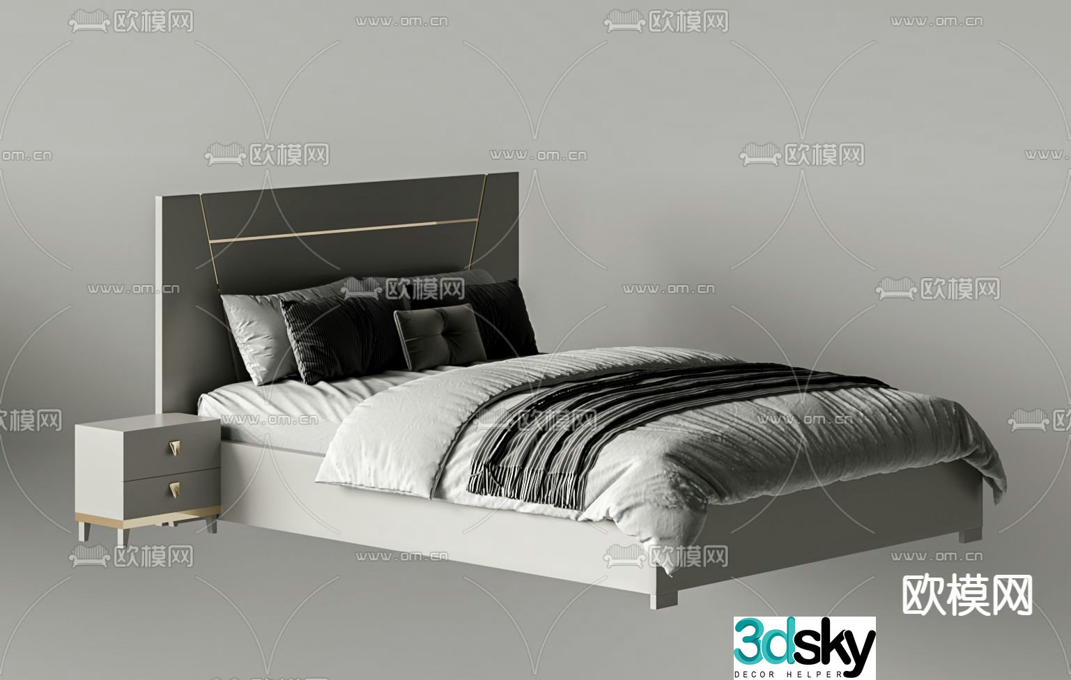 Modern double bed 3d model