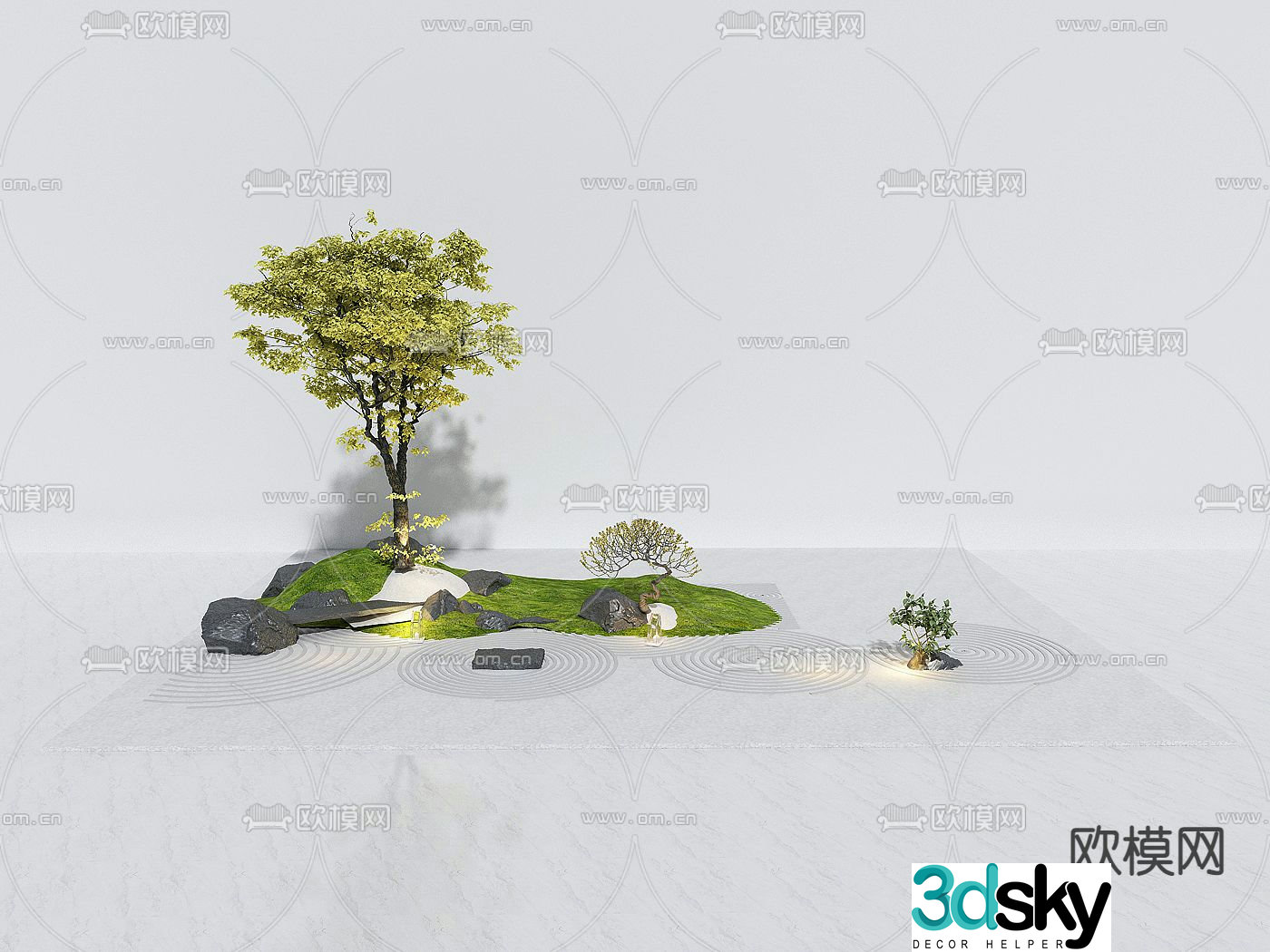 Modern mountain landscape stone landscape sketch 3D model