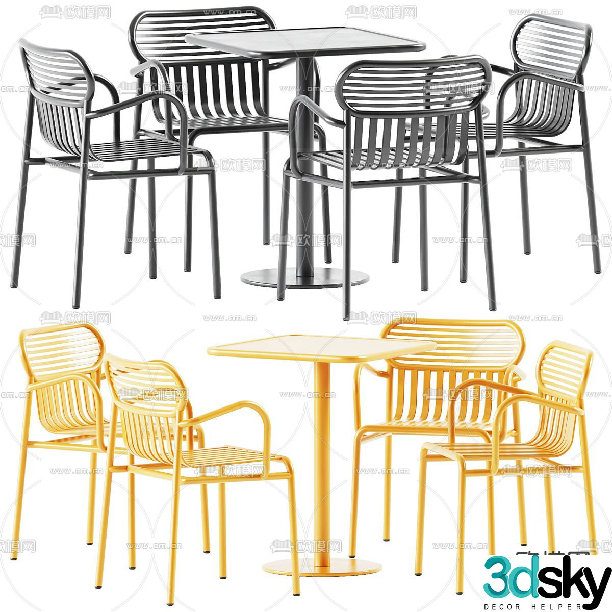 Modern outdoor table and chairs 3d model
