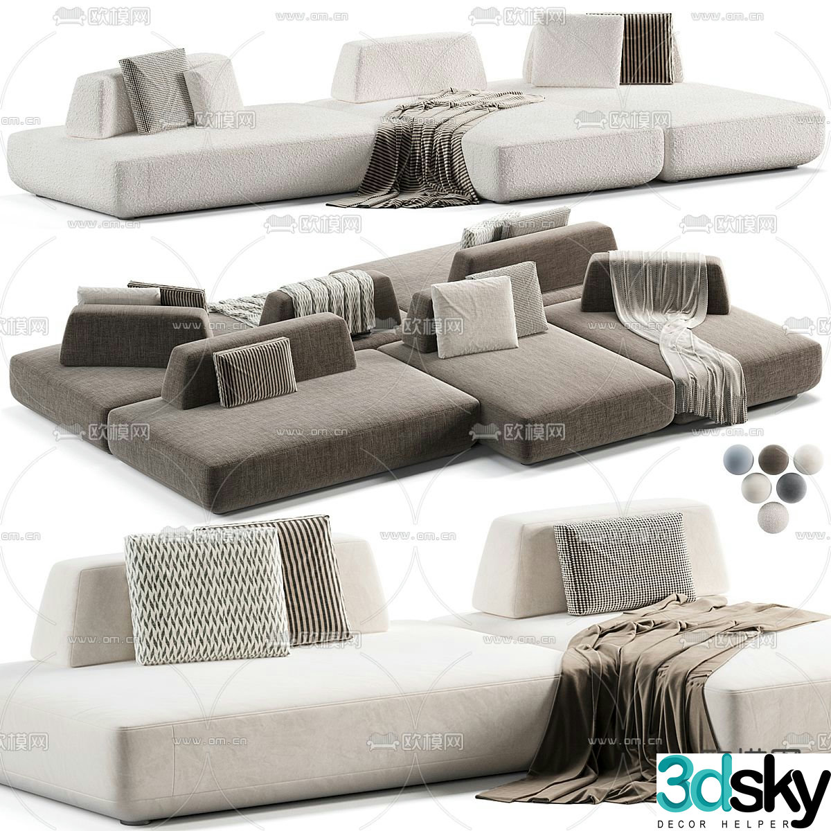 Modular sofa multi-person sofa 3d model