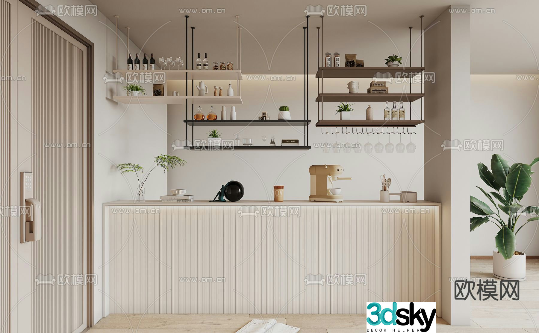 Creamy wind hanging cabinet hanging rack display rack 3d model