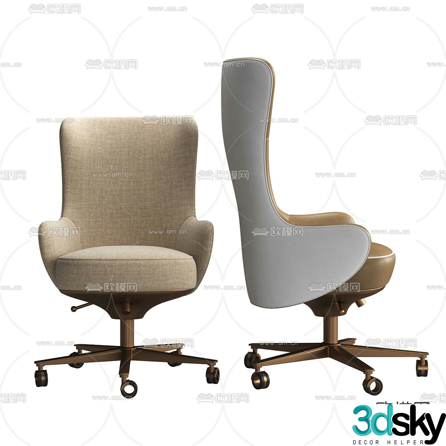 Modern single chair high back chair leisure chair 3d model
