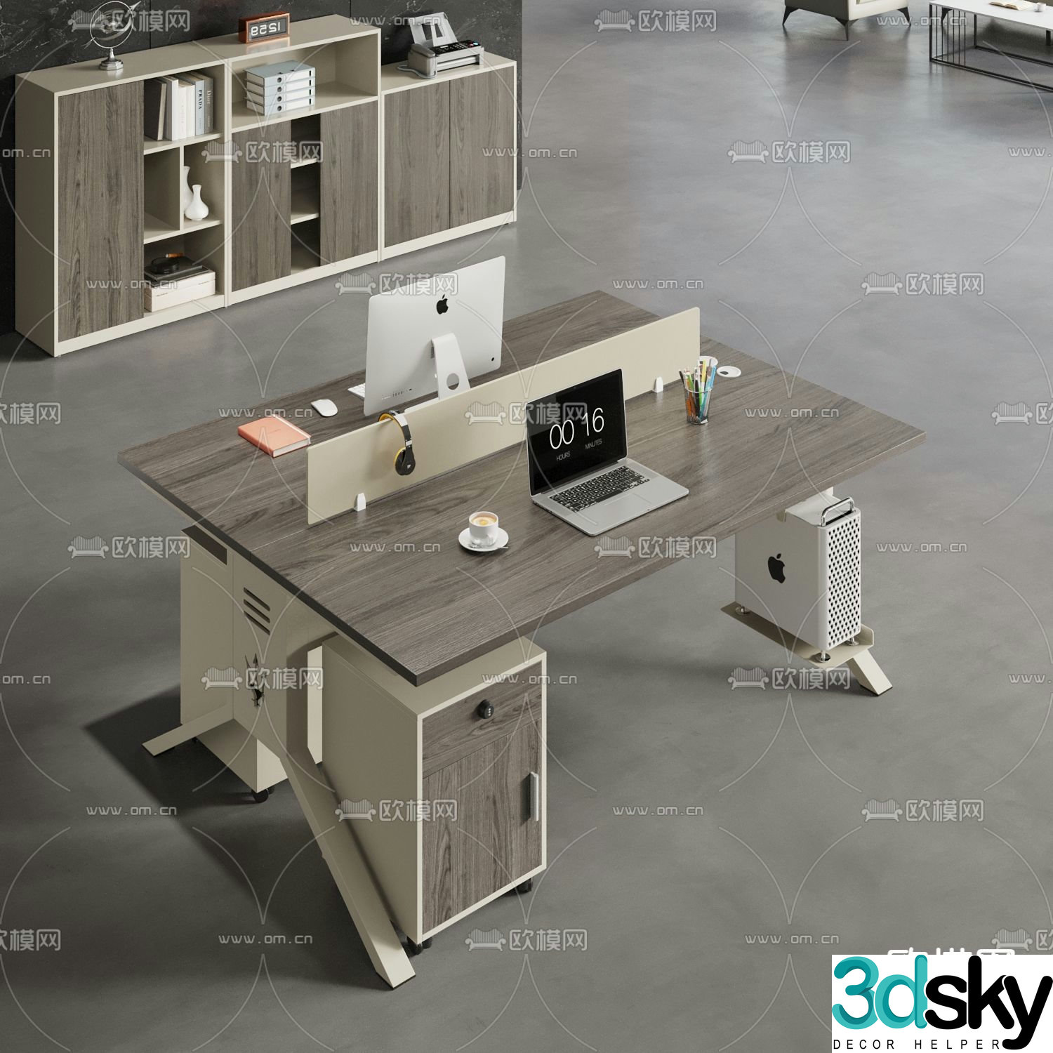 Card space desk work station post 3d model