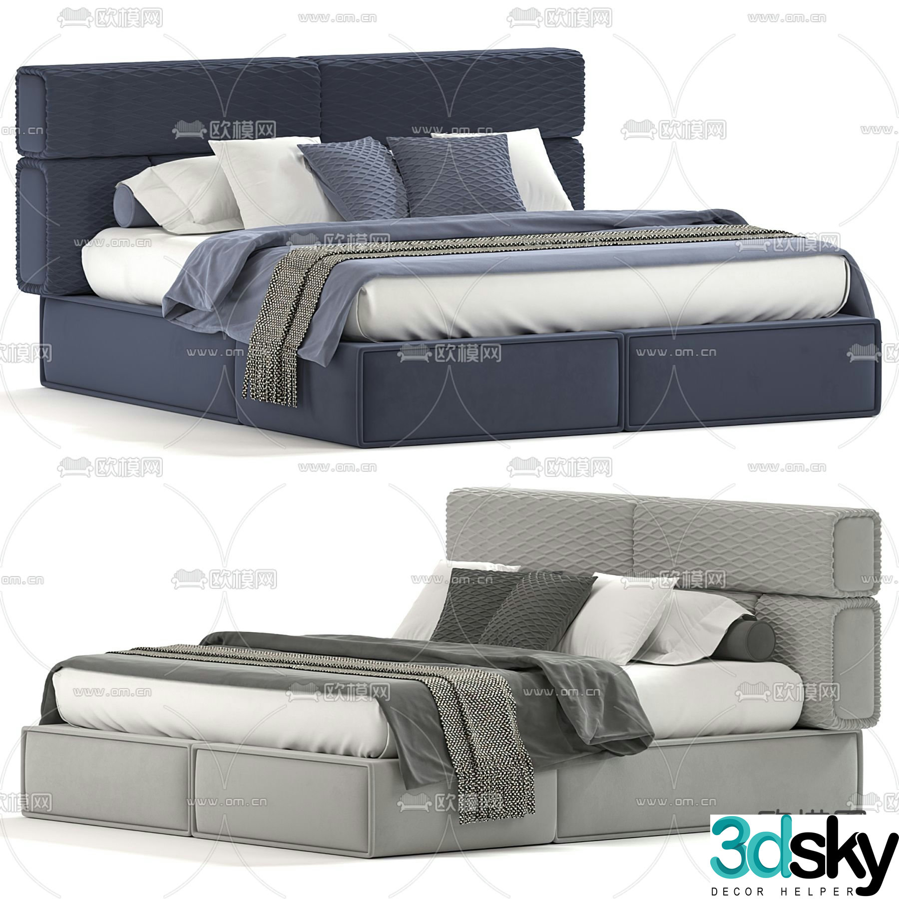 cornelio modern double bed 3d model