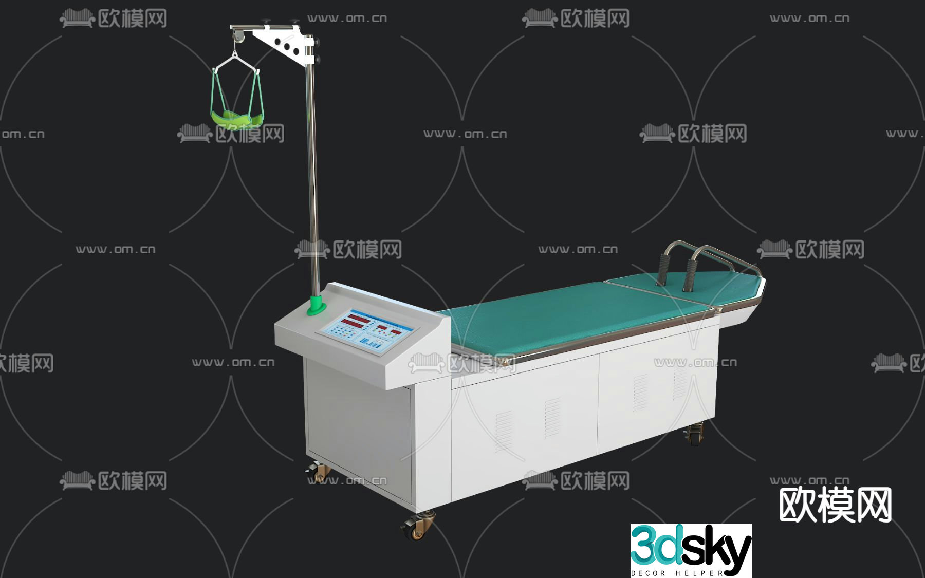 Traction bed medical equipment 3d model