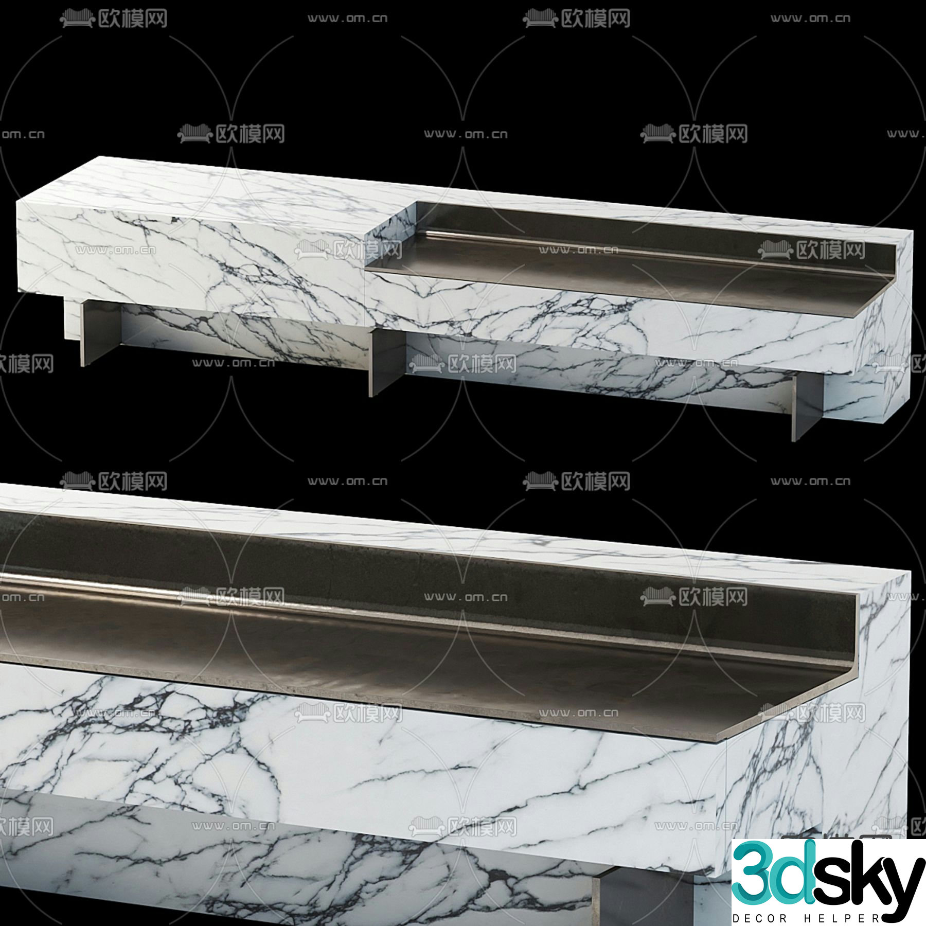 HENGE marble front desk reception desk service desk 3d model