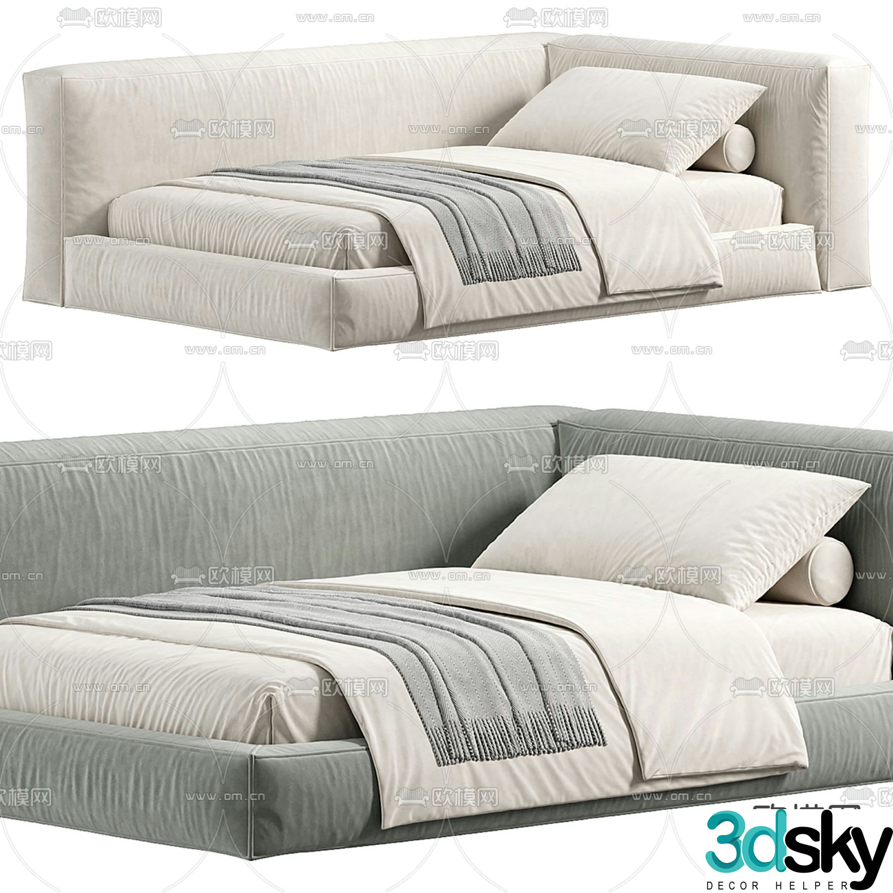 Modern single bed 3d model