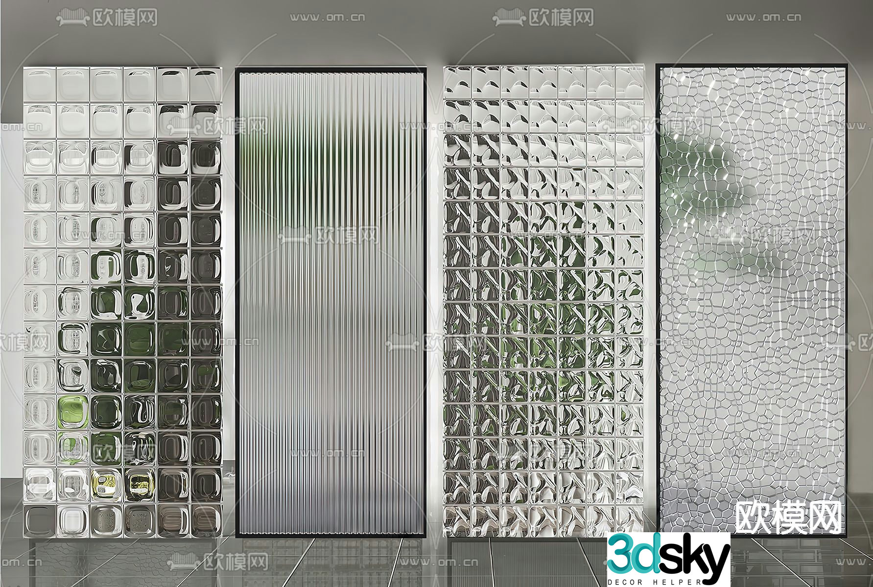 Glass brick partition 3d model