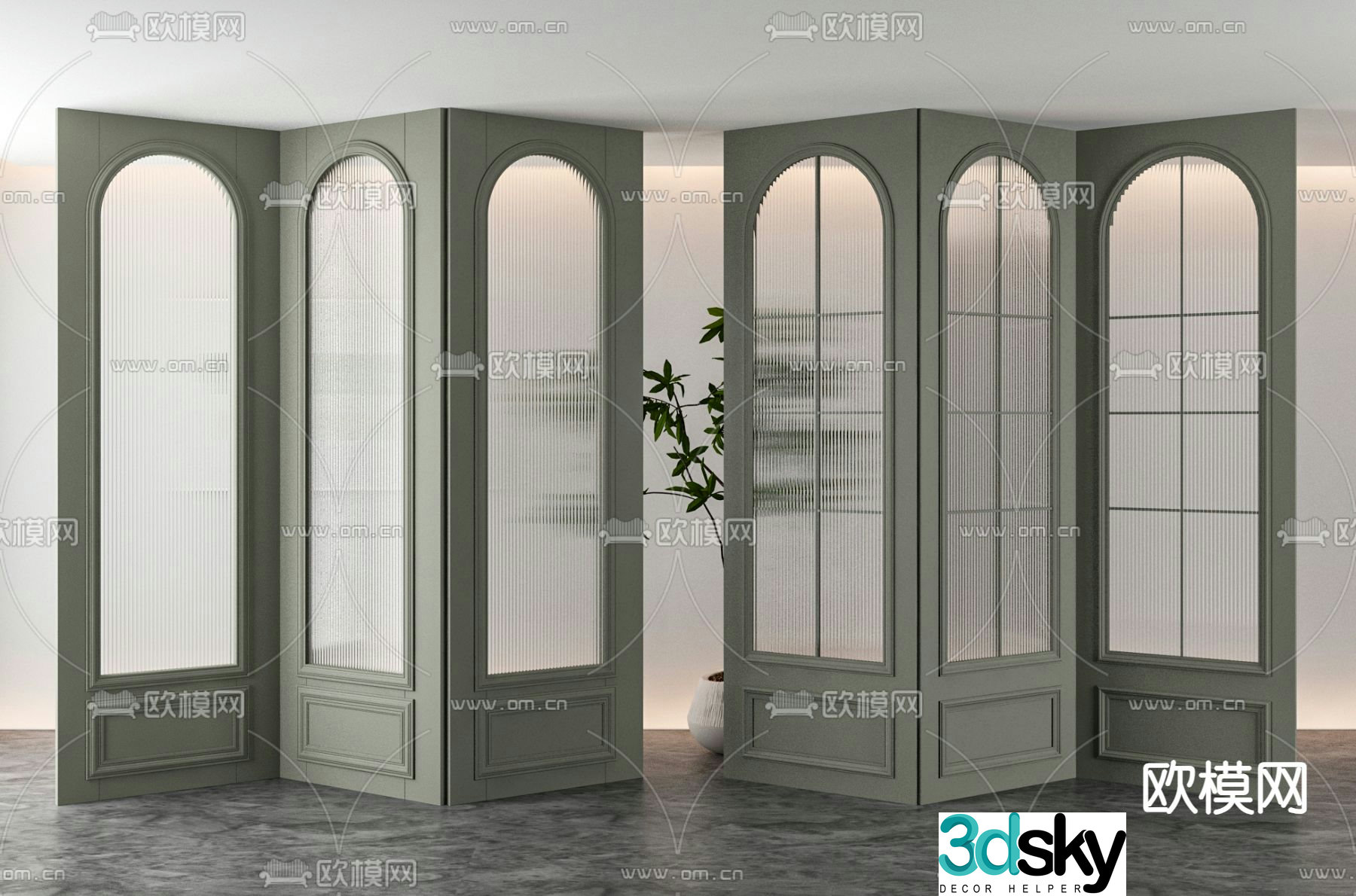 French glass screen 3d model