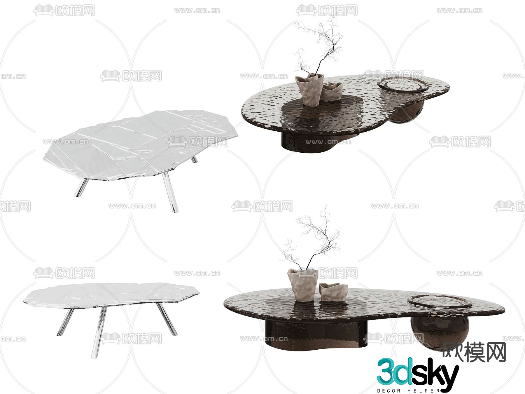 Modern coffee table glass coffee table 3d model