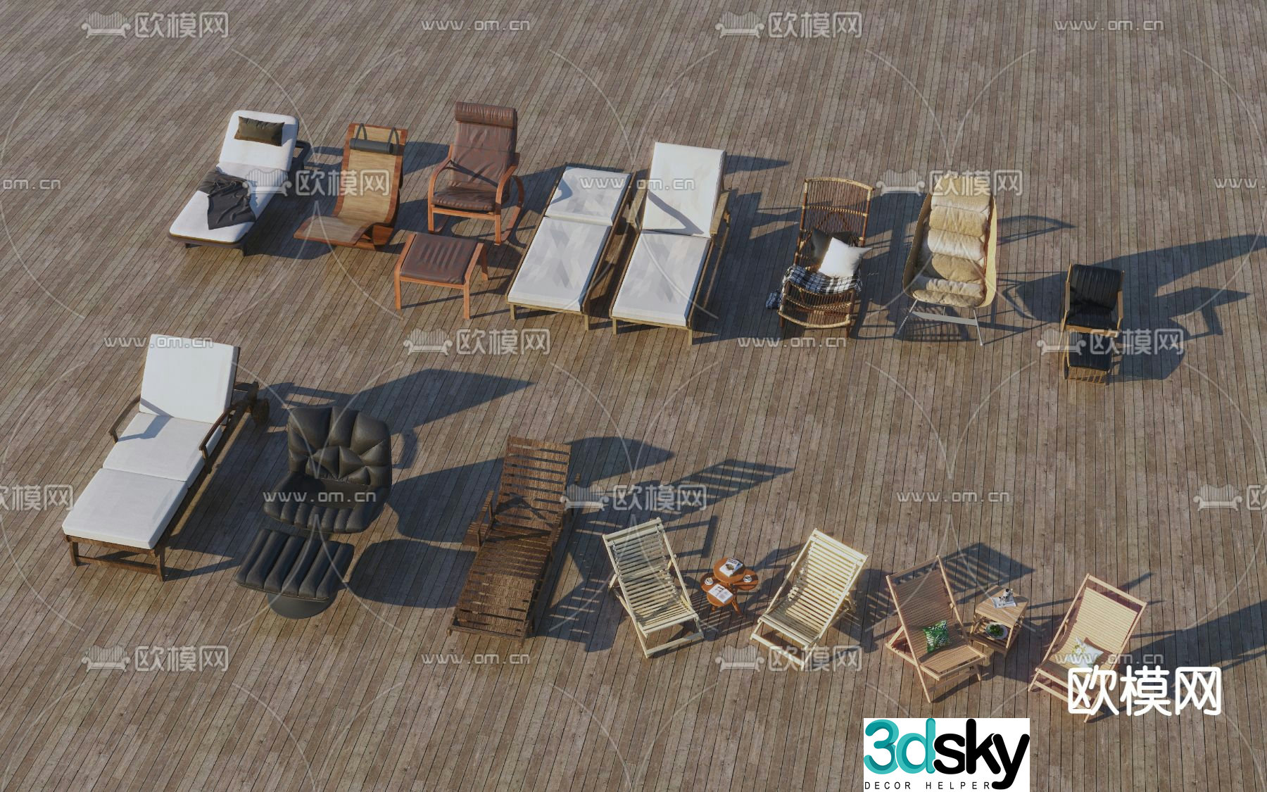 Outdoor lounge chair beach chair 3d model