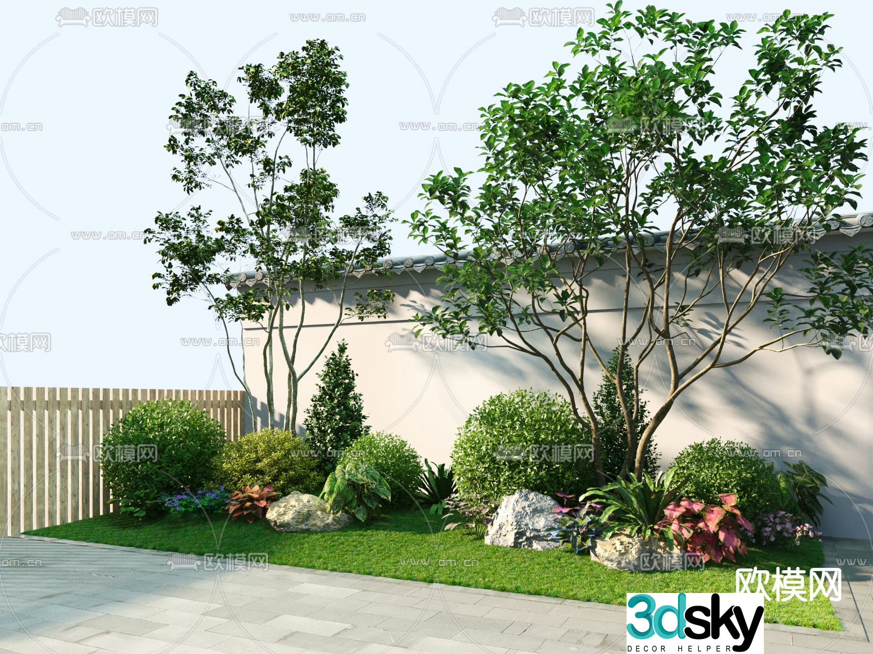 Landscape sketches plant landscaping shrubs landscape wall 3D model