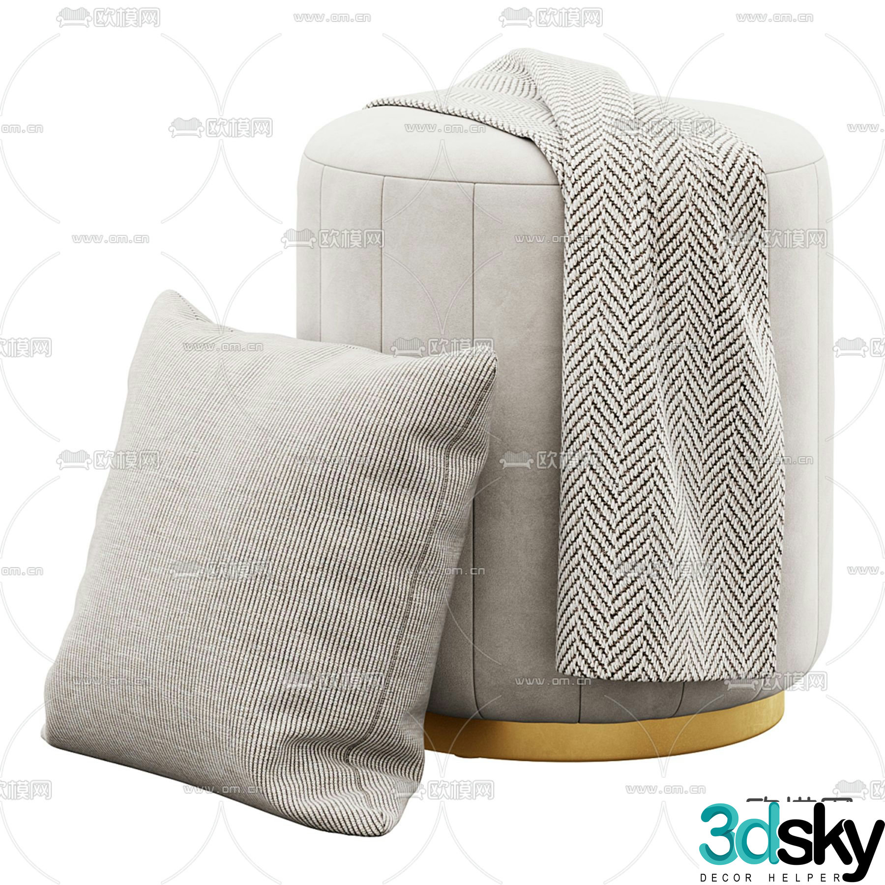 Stool Sofa Stool Footrest Shoe Changing Stool 3D Model