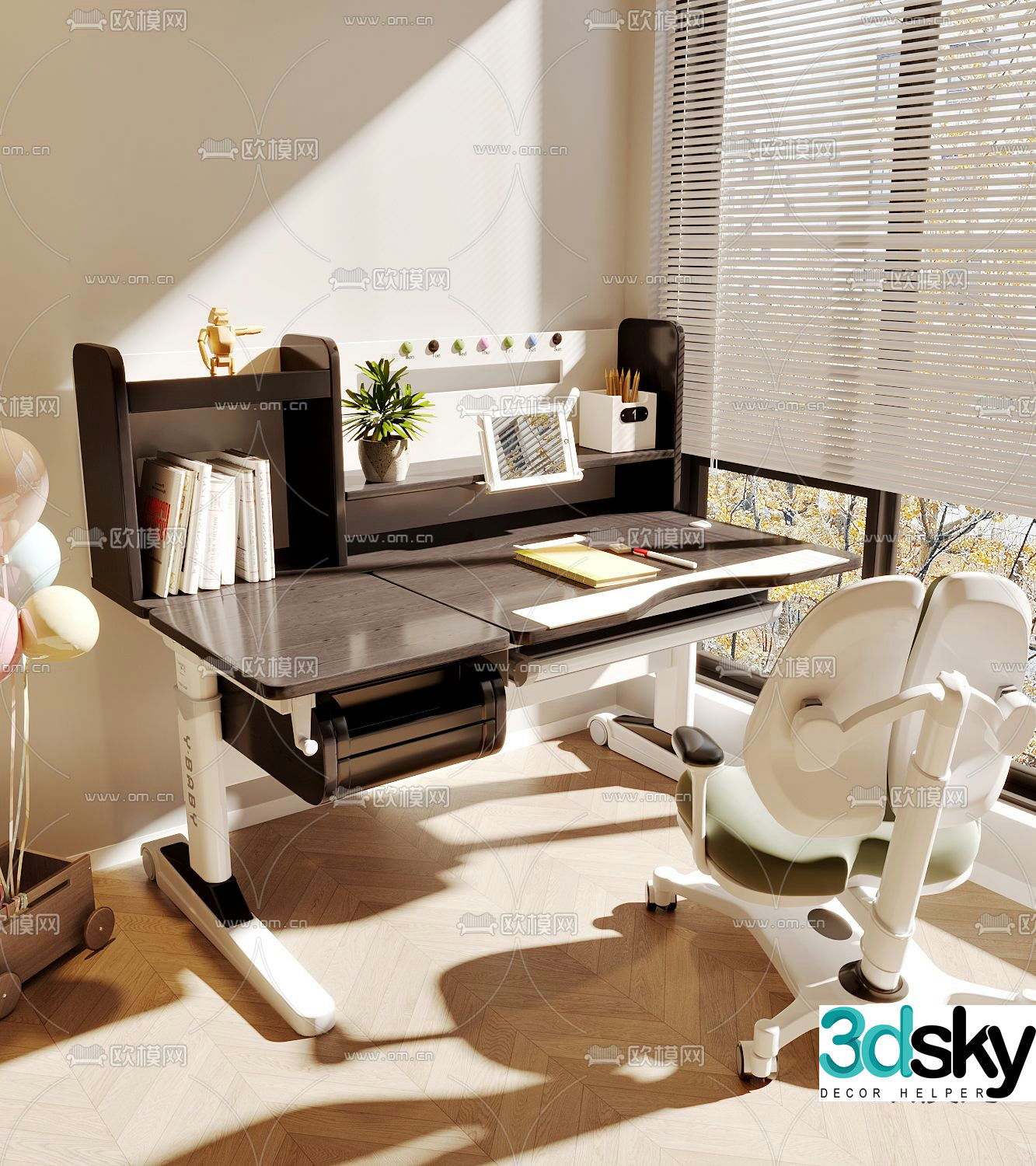 Modern children’s table and chair 3d model