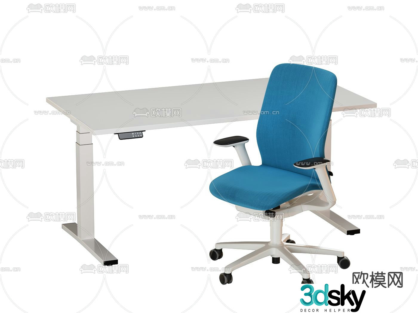 Liftable study table children’s table and chair 3D model