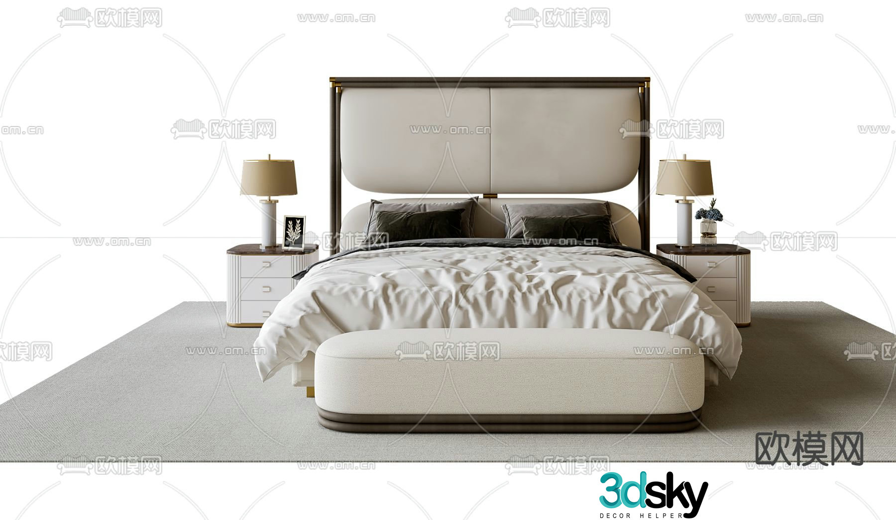 Modern double bed 3d model
