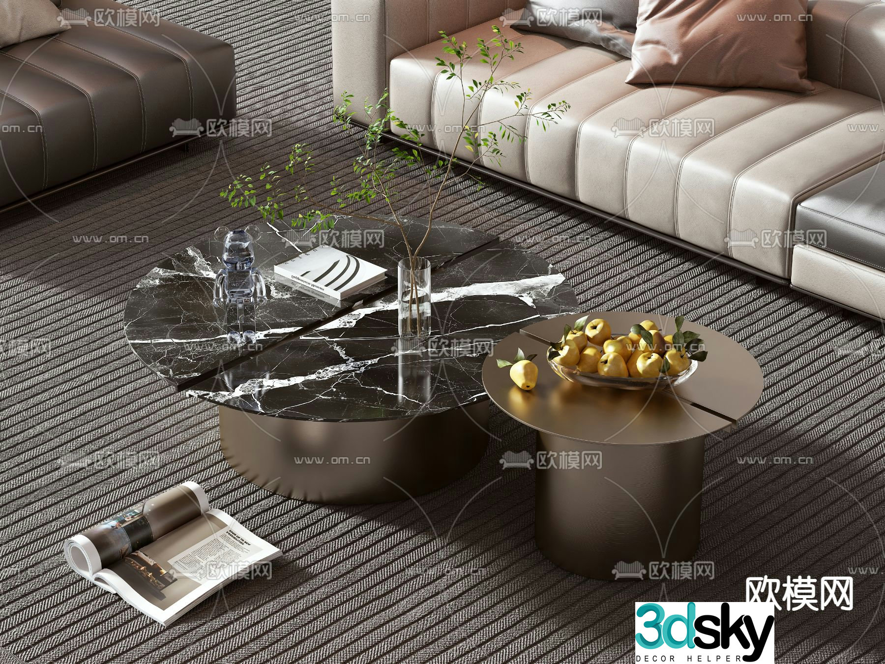 Light luxury coffee table mother-in-law coffee table 3d model