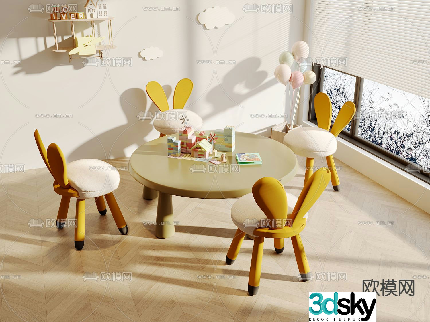 Children’s tables and chairs game tables and chairs 3d model