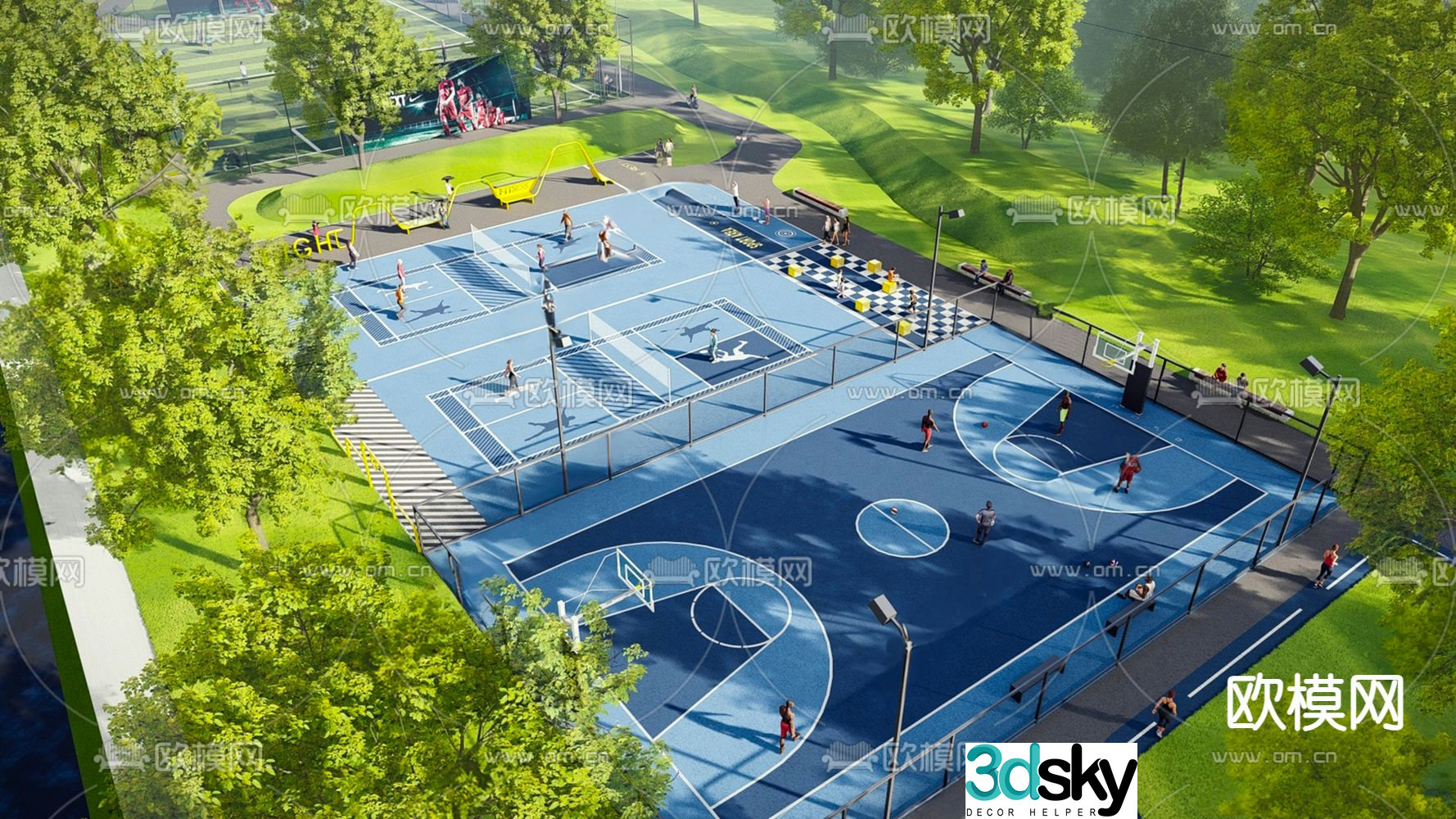 Modern sports park 3d model