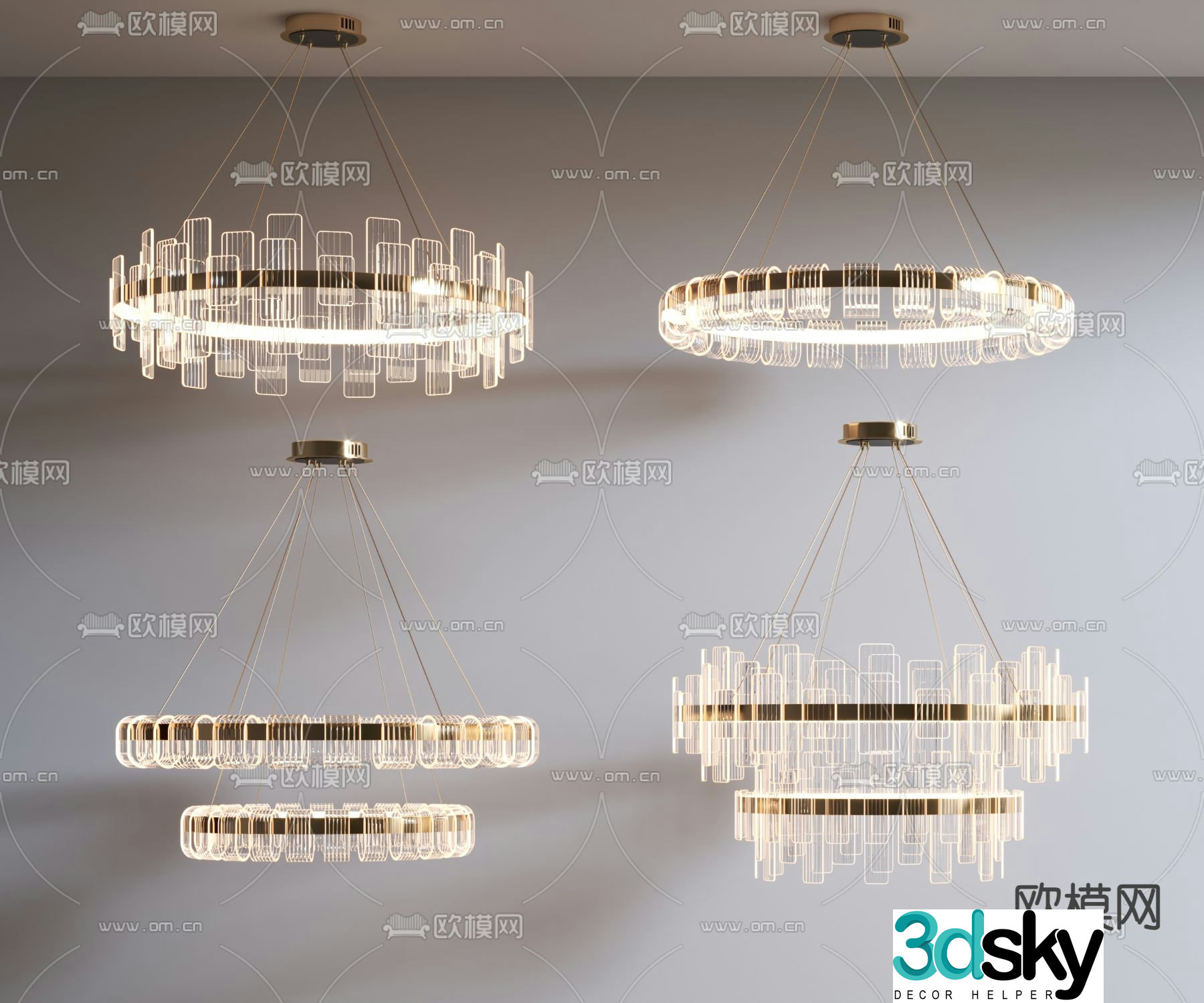 Light luxury chandelier ring chandelier 3d model