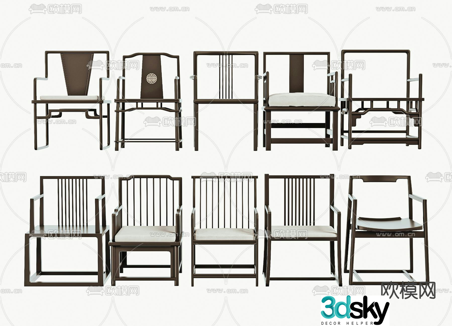 New Chinese style chair Taishi chair 3d model