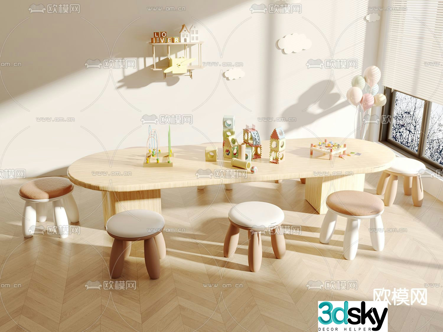 Children’s tables and chairs game tables and chairs 3d model
