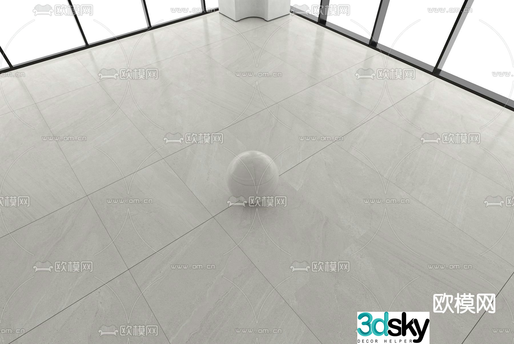 Gray marble floor tiles 3d model
