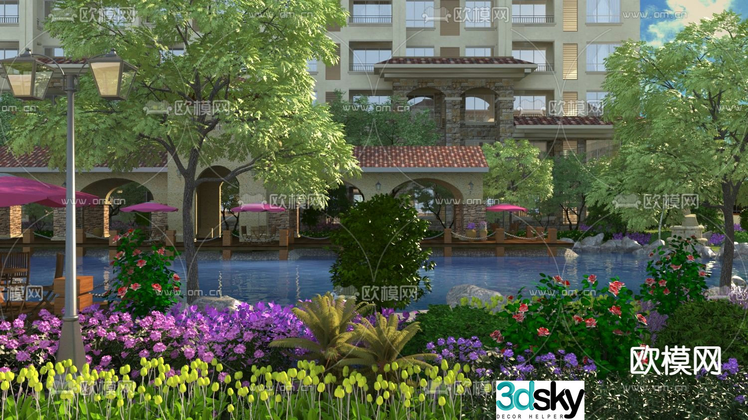 Community garden garden landscape 3d model