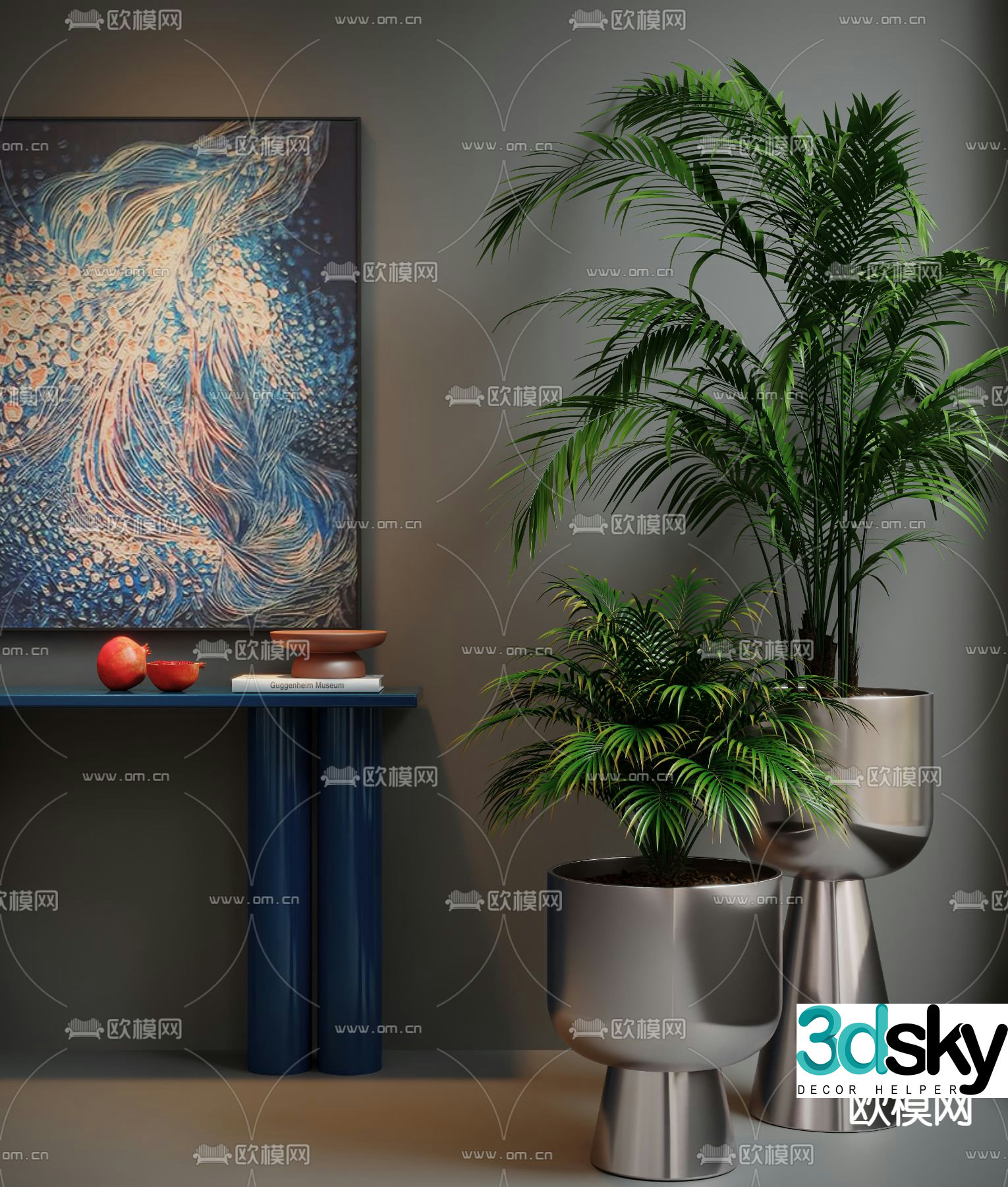 Scattered tail sunflower green plants potted 3D model