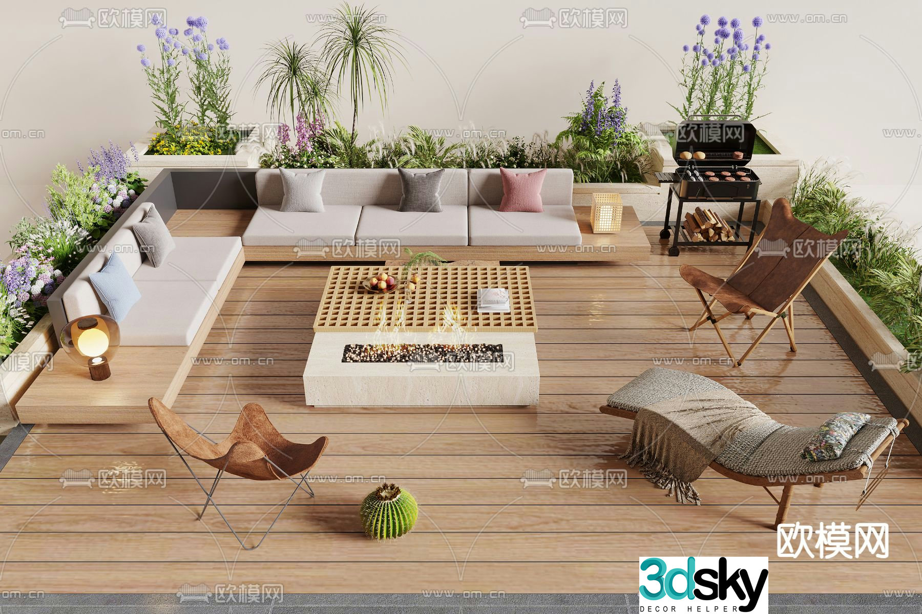 Modern outdoor sofa outdoor seating 3d model